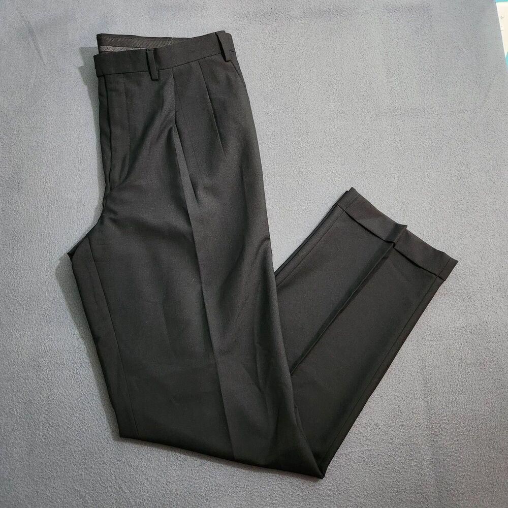Lauren Ralph Lauren Dress Pants Men 38X34 Black Wool Blend Pleated